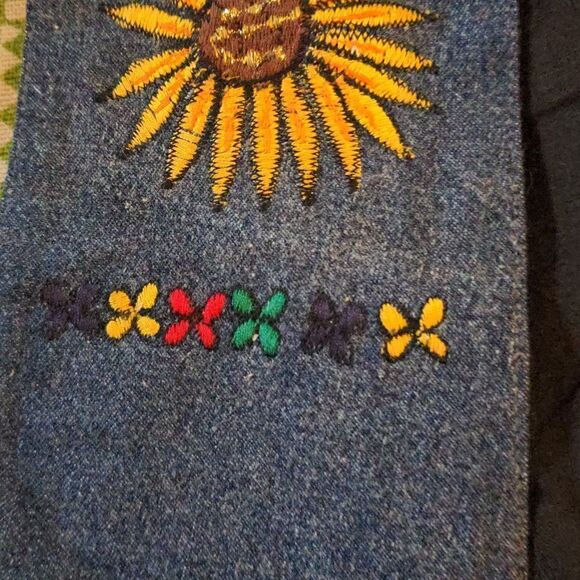 Agaro vintage blue vest with embroidered flowers size medium - Picture 5 of 8